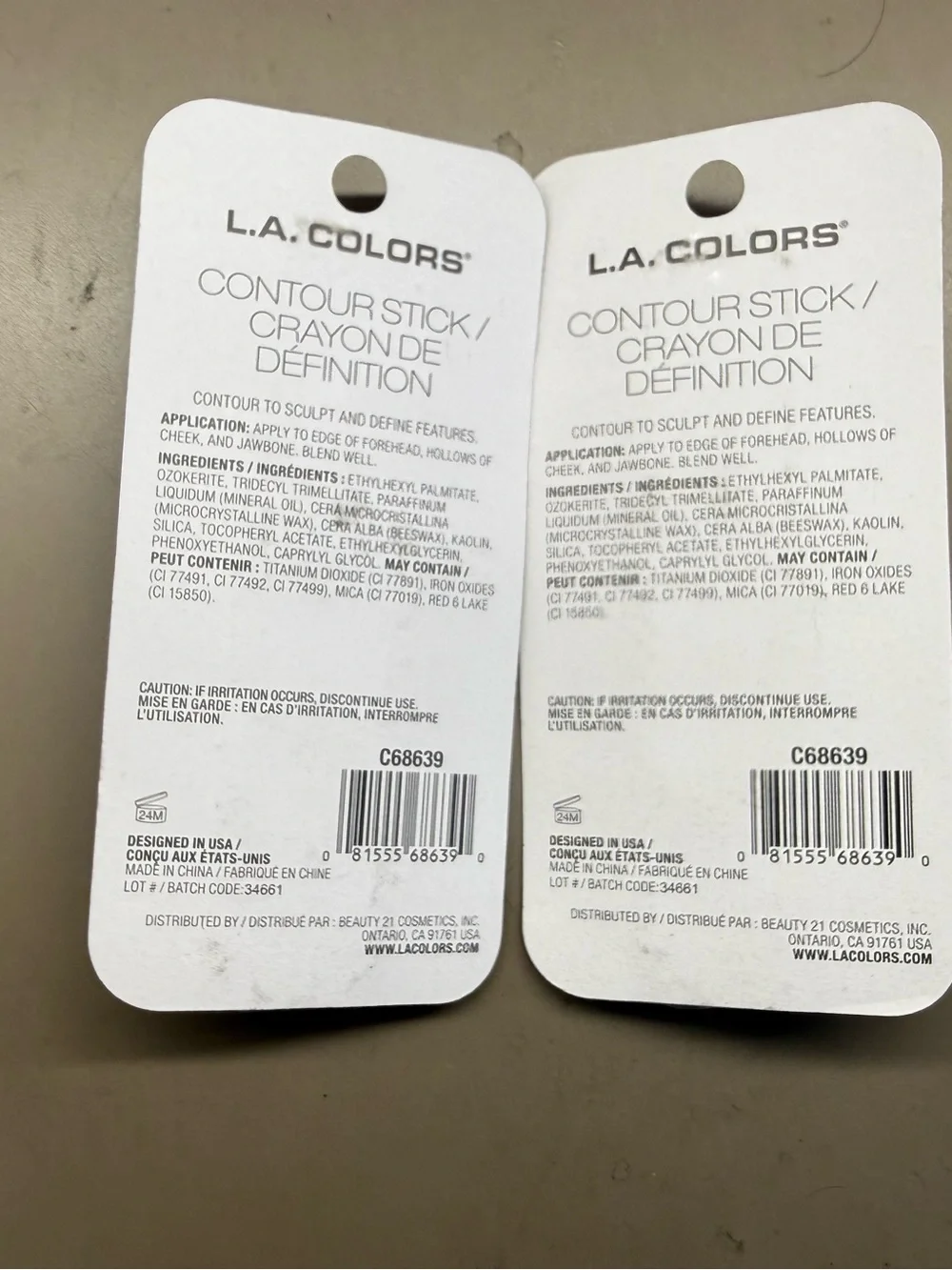 2 X L.A. Colors Contour Stick Duo Lot Set in C68639 ~ MEDIUM ~ Brand New Sealed